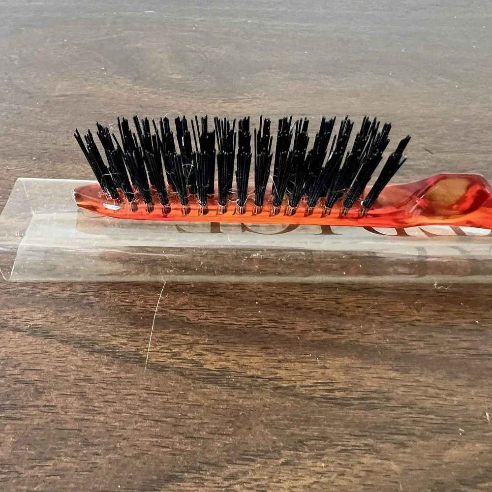 Patrice Teasing Brush Red Tortoise Handle Vintage in Original Case Boar Bristles